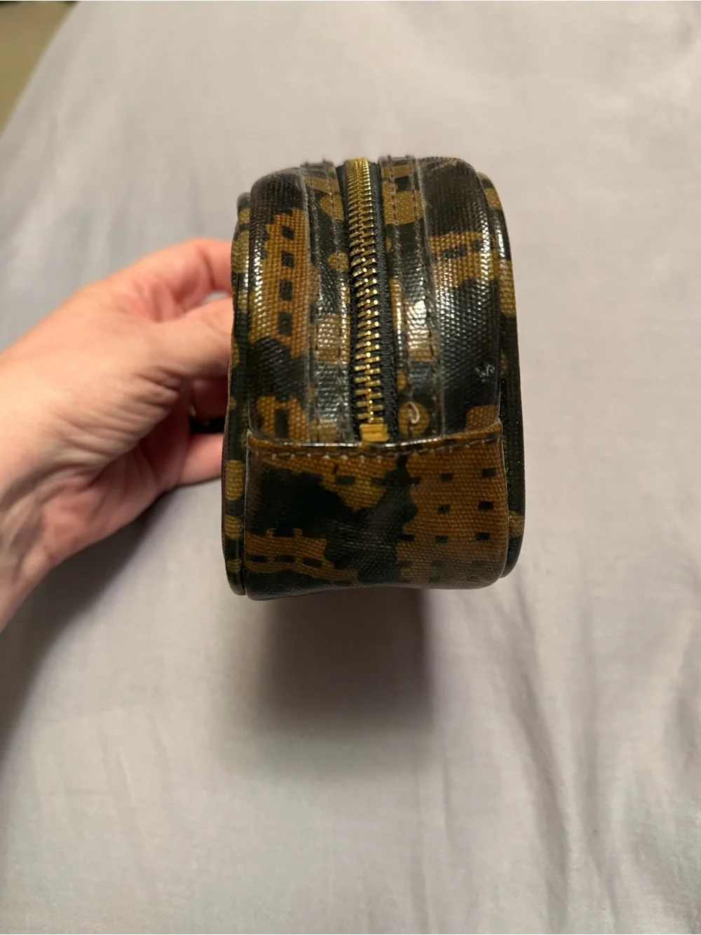 Tory Burch Brown and Black Logo Zip Cosmetic Case with Gold Hardware - Picture 5 of 8